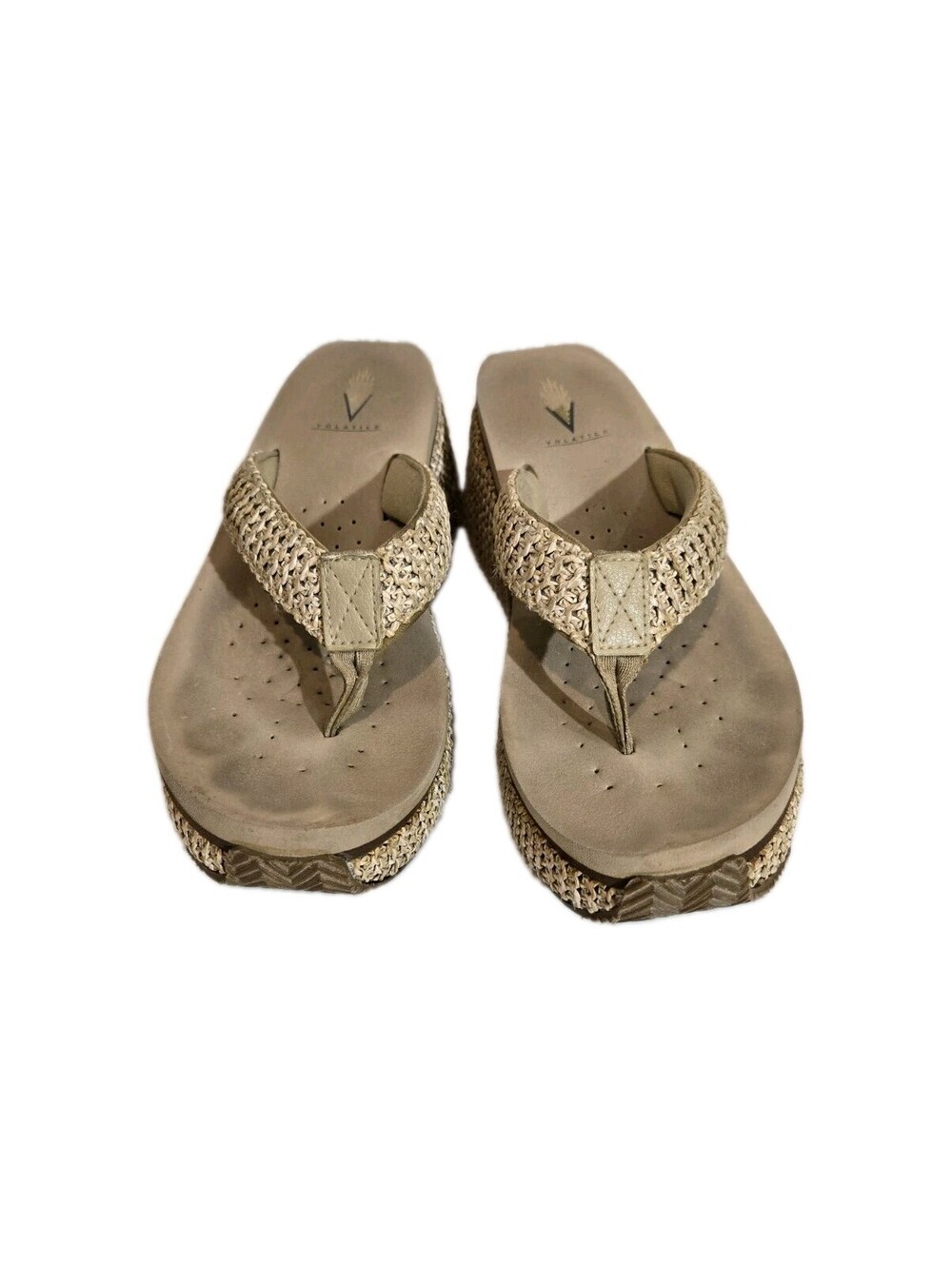 volatile wedge sandals 8 Island Wedge Woven Rafia Toe Post Rafia Straps